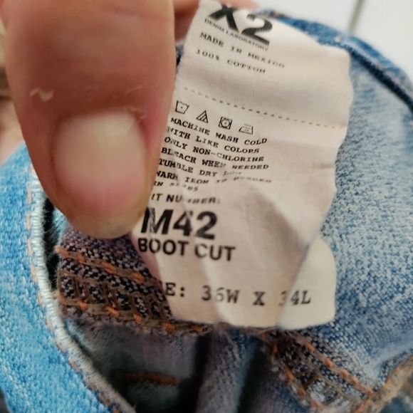 X2 Denim Laboratory #M42 boot cut destructed & distressed jeans mens size 36/34 - Picture 15 of 15